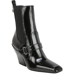 Sam Edelman Suzette Chelsea Boot Patent Leather Women 8 Black Heeled Buckle NWOB